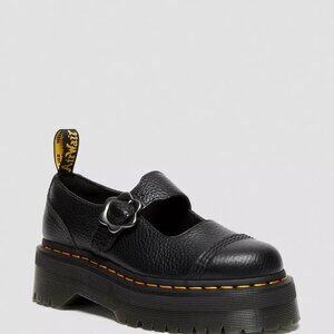 Dr Martens Addina Flower Buckle Leather Platform Shoes, Black 8
